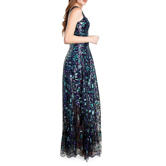 Dress The Population Anabel Sequin Geometric Fit & Flare Modern Princess Gown XS - Picture 3 of 14